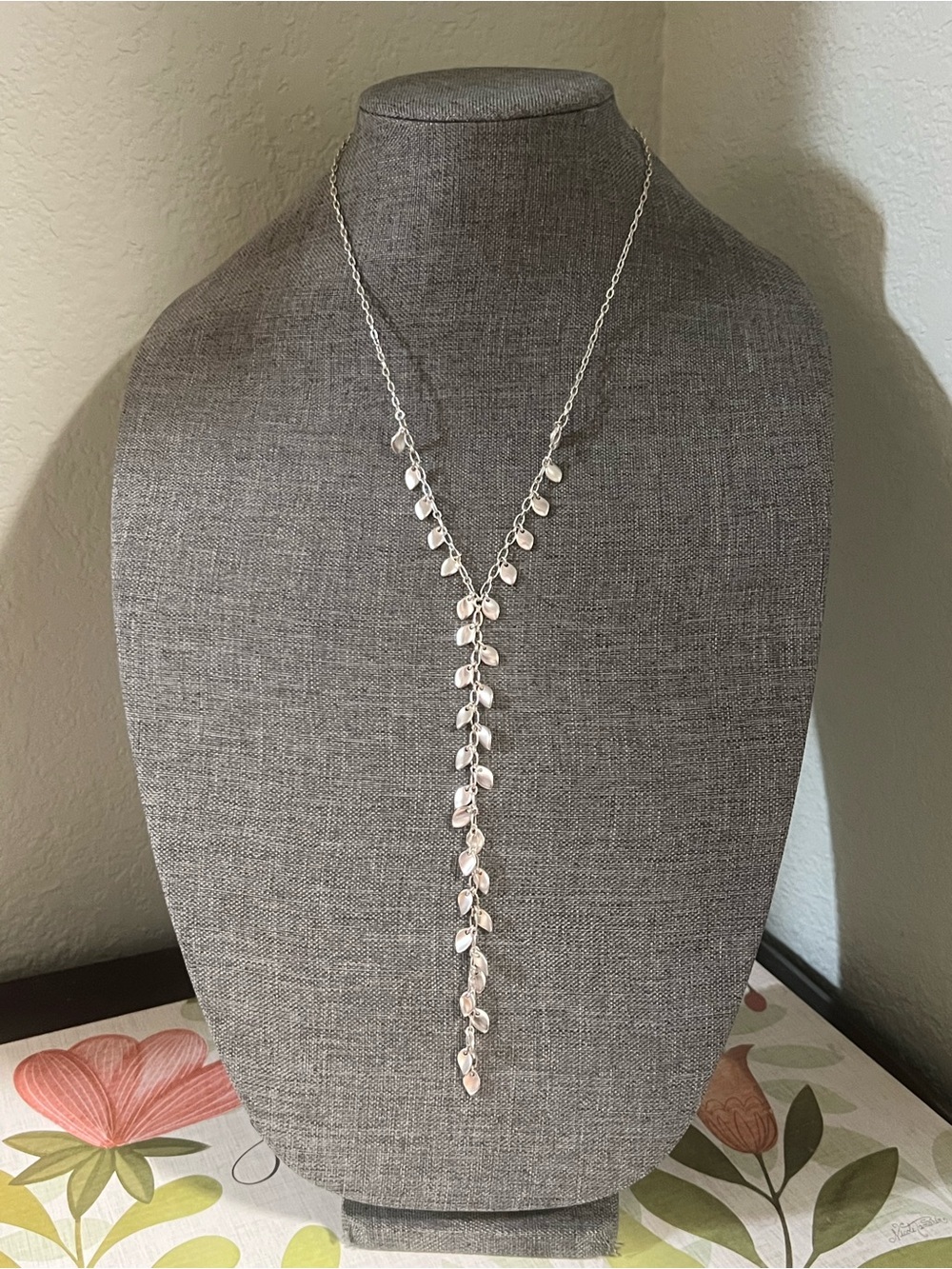 NWOT Lucky Brand Silver Leaf Y-Necklace #LBNK